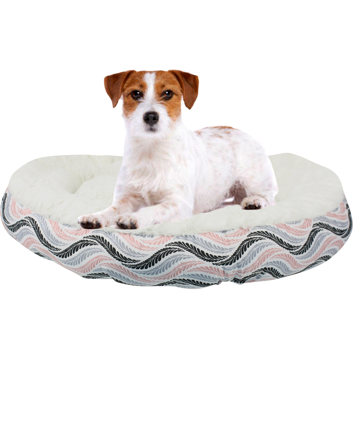 21.5" Round Pet Bed - Dancing Feathers - Blush