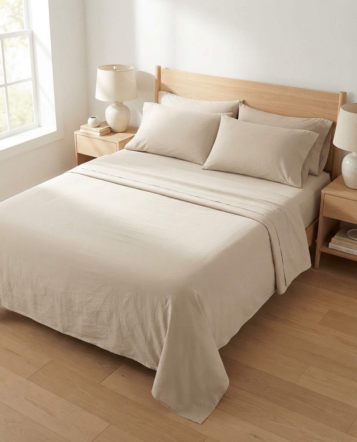 Core Essentials Queen Oatmeal Soft Washed Sheet Set