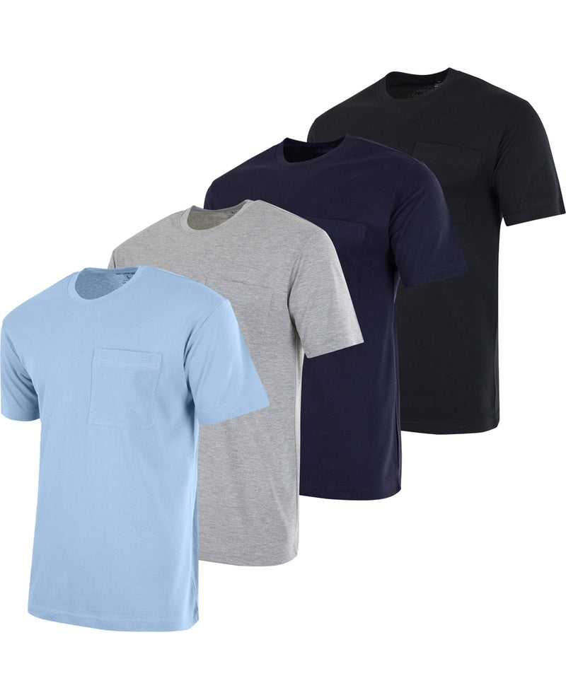 Real Essentials Men's Cotton Performance Short Sleeve Pocket T-Shirt