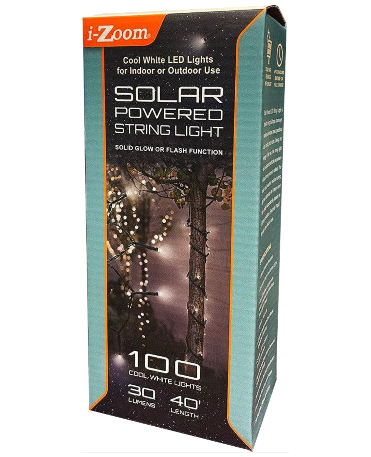Solar String Light 40 Foot Cool White LED