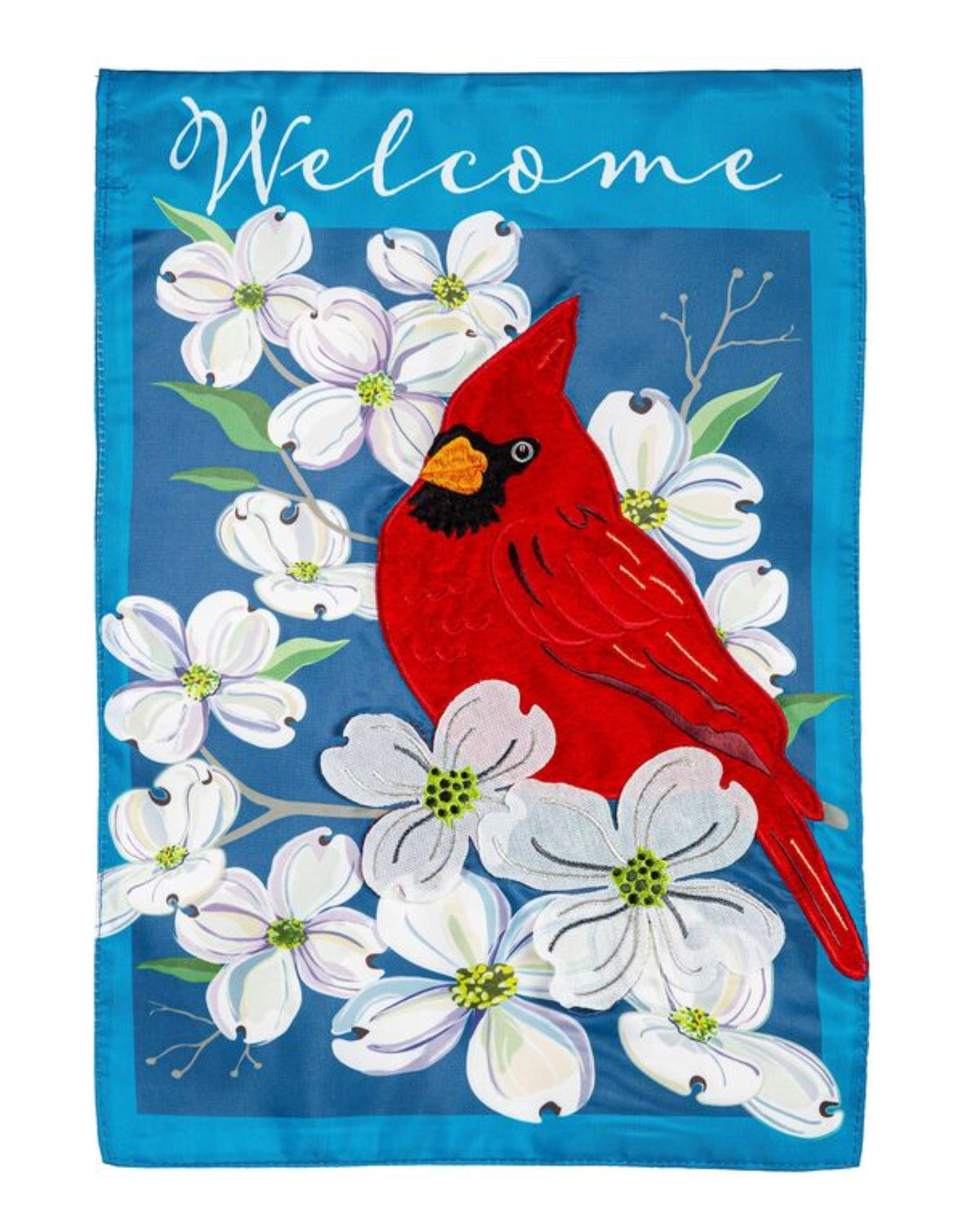 Dogwood Cardinal Applique Garden Flag