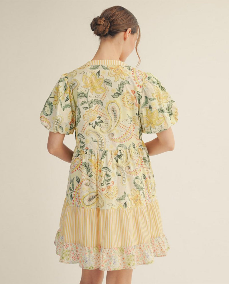 Jodifl Print Dress With Contrast Trim Yellow
