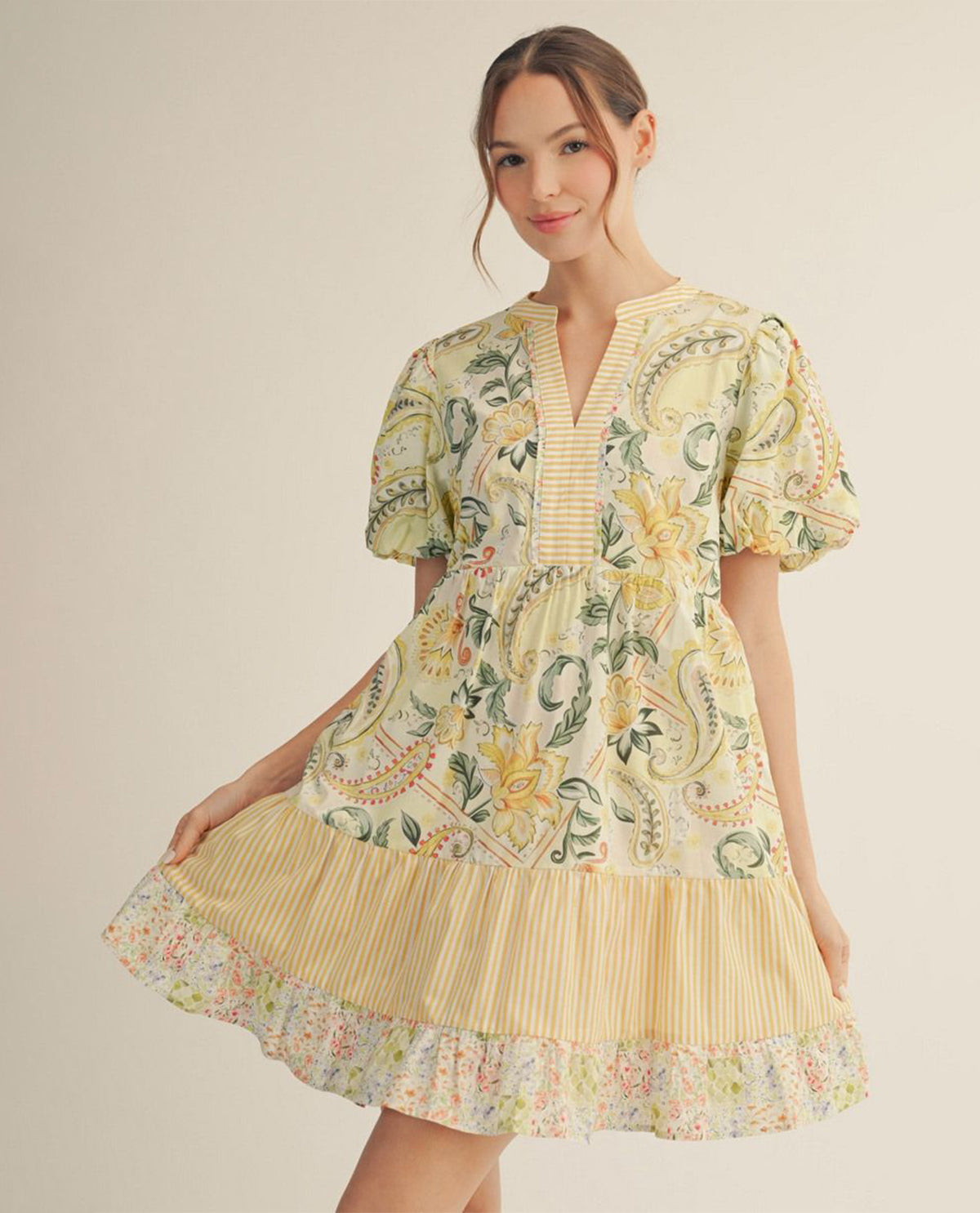 Jodifl Print Dress With Contrast Trim Yellow